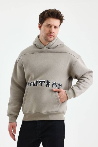 Erkek Oversize Vintage Kapüşonlu Sweatshirt - Rahat ve Şık