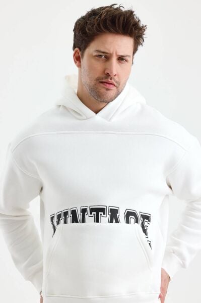 Erkek Oversize Vintage Kapüşonlu Sweatshirt - Rahat ve Şık