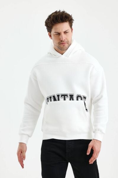 Erkek Oversize Vintage Kapüşonlu Sweatshirt - Rahat ve Şık