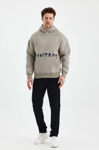Erkek Oversize Vintage Kapüşonlu Sweatshirt - Rahat ve Şık