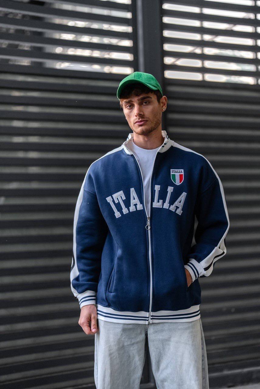 Italia Logo Oversize 3 İplik Şardonlu Compact Hırka