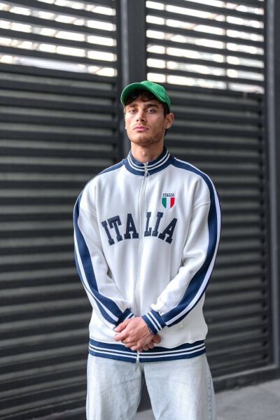 Italia Logo Oversize 3 İplik Şardonlu Compact Hırka