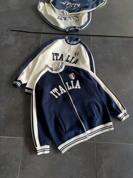 Italia Logo Oversize 3 İplik Şardonlu Compact Hırka